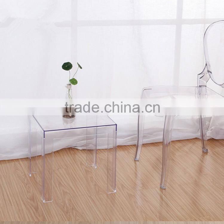 High transparent online shopping customized acrylic square table hot sell
