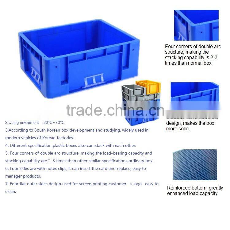 480x380x200mm Stackable reinforced plastic crate with lid