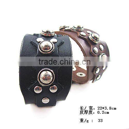 Wide Punk Rivet Fashion Man's Leather Belt Bangle Bracelet