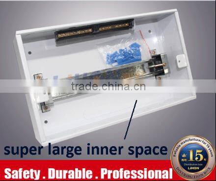 Safe metal din rail inside electrical waterproof distribution board with light
