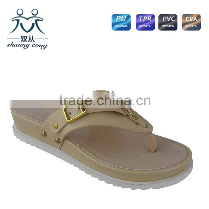 Colorful hot sale high heel flip flop PU casual slipper and shoes for women