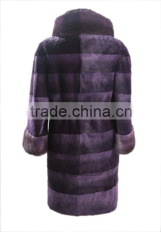 Hot sale long rabbit sheaing fur coat for winter overcoat