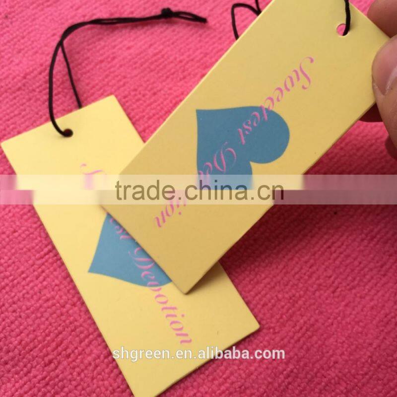 Double sides artpaper printing hangtag with safety pin