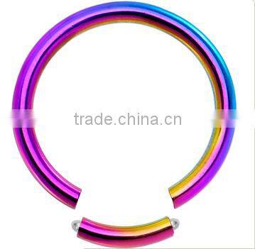 16 Gauge Blue Yellow Anodized Titanium segment ring free lip nose rings