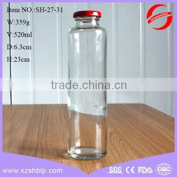 500ml glass juice bottle with lug cap