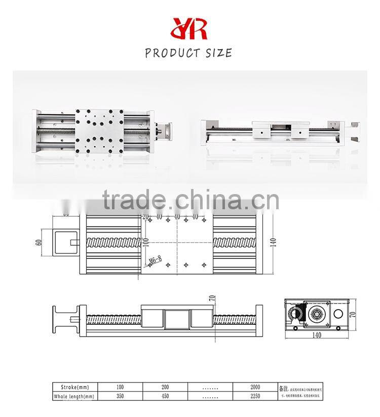 140kgs Load Capacity Double Linear Rail Ball Screw Type Linear Module Linear Stage YR-140S