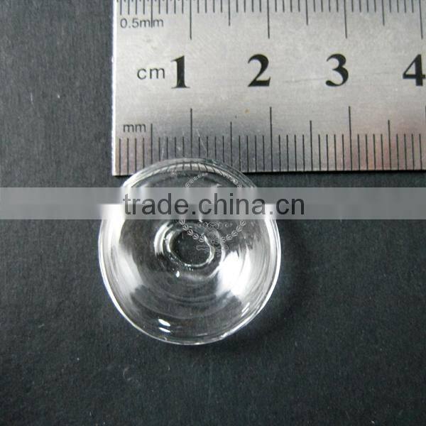 21mm transparent round flat surface glass dome cabochon with 3mm hole DIY jewelry supplies 3070066