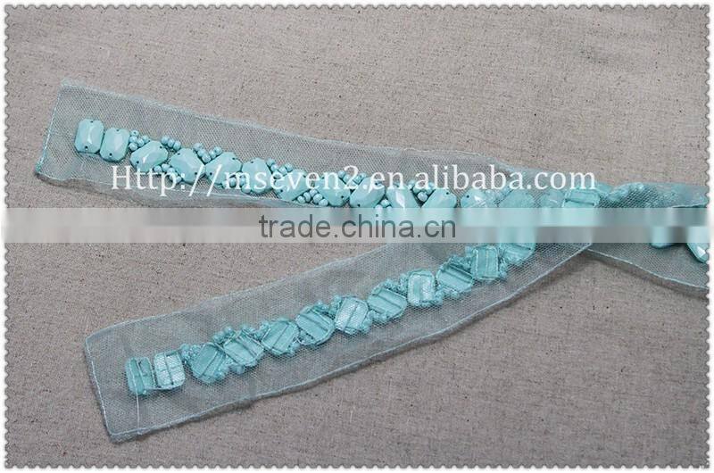 Wholesales fancy acrylic beaded collar garment accessories ladies fashion beaded neck lace collar trim