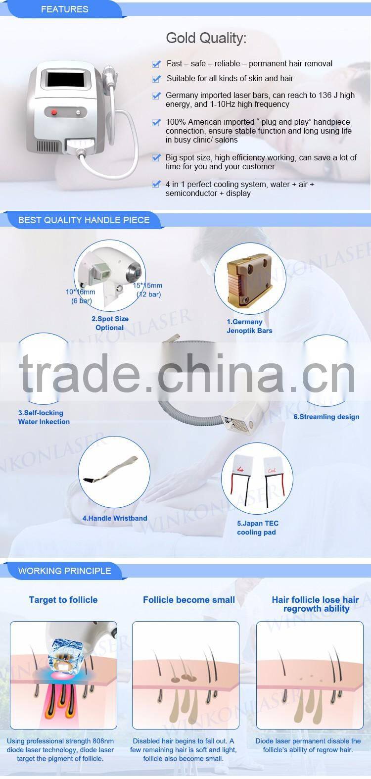 Top quality beauty salon equipment 808nm laser hair removal machine for sale