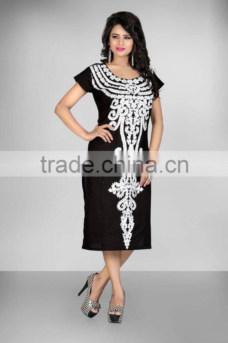 Chain Stitch Embroidery top of black color