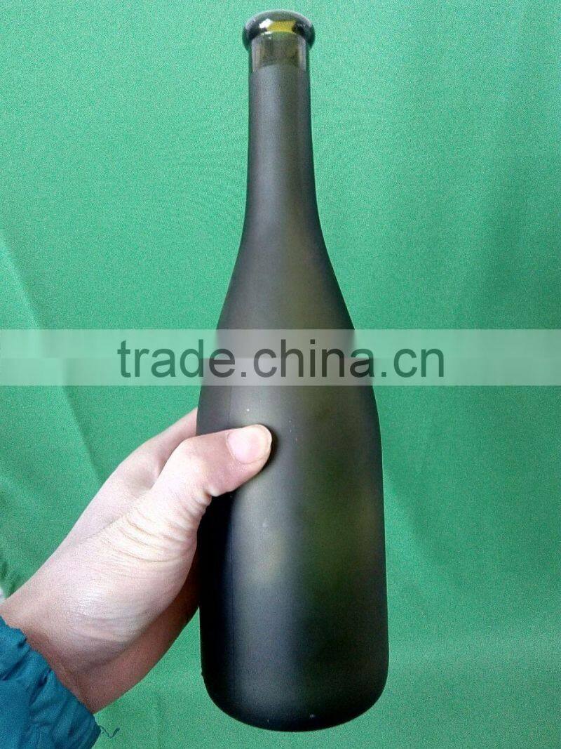 750 ml green frosted enzyme bottle with cork