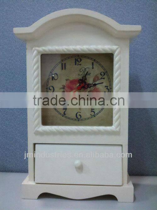 Home Decorative Wooden Table Clock with Drawer