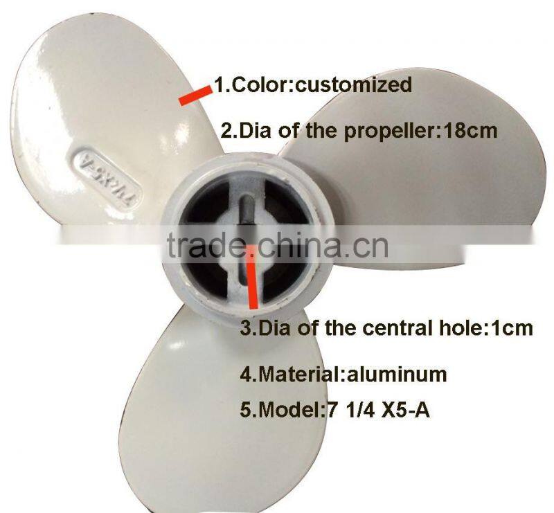 Aluminum Plastic Propeller 7 1/4 X5-A for 2.0-5hp outboard motor/boat plastic propeller/plastic fan propeller