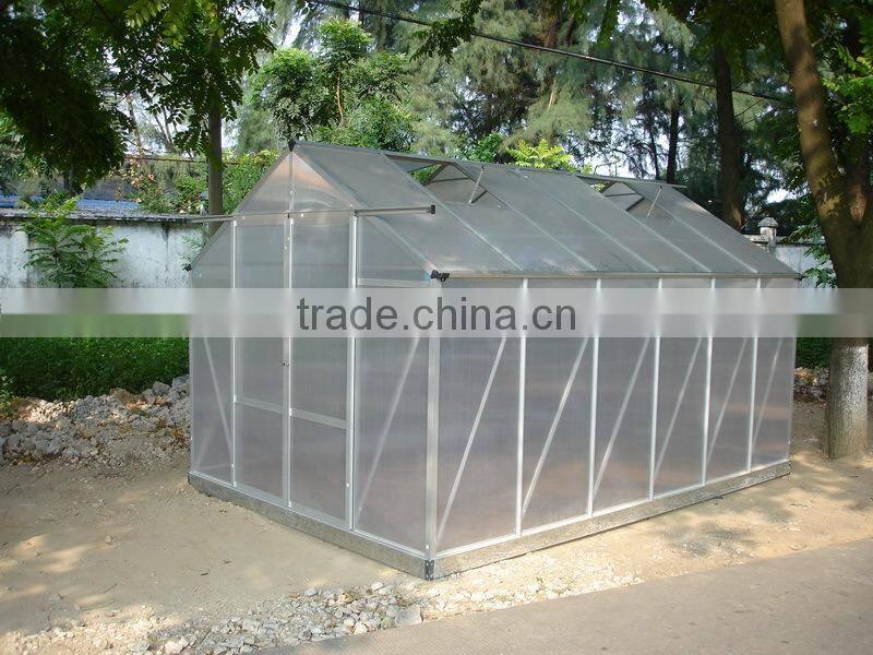 High cost performance hobby aluminium 6mm polycarbonate garden prefabricated greenhouses HX66 series