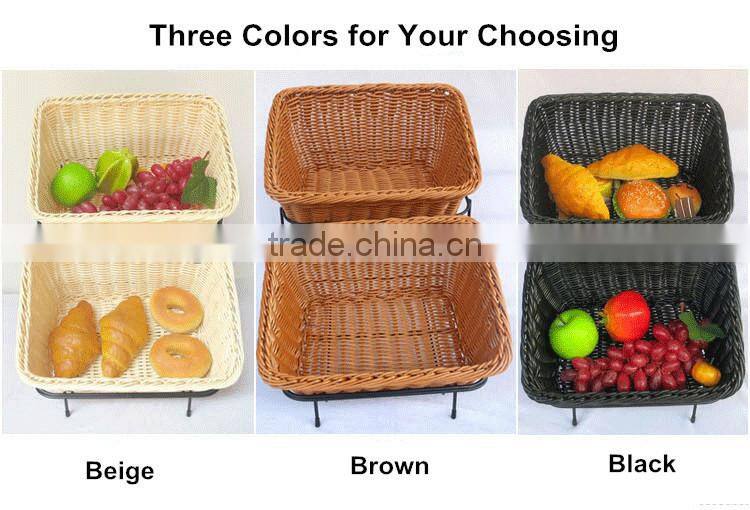 Guranteed quality stand design 2-tier rattan bakery display racks