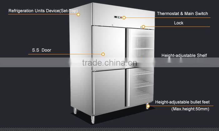 Restaurant Kitchen Stainless Steel 2 Door Freezer/Commercial Side By Side Refrigerator Freezer/Commercial Deep Freezer