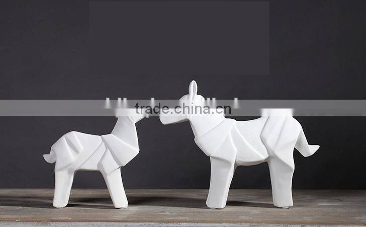 Home decorative white ceramic animal crafts