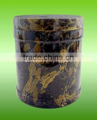 NATURAL STONE BLACK AND GOLD MARBLE URNS