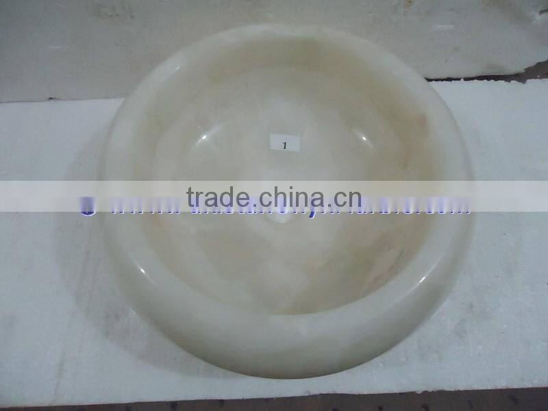 The most beautiful& best quality PURE WHITE ONYX ROUND TYRE SHAPED SINKS AND BASINS