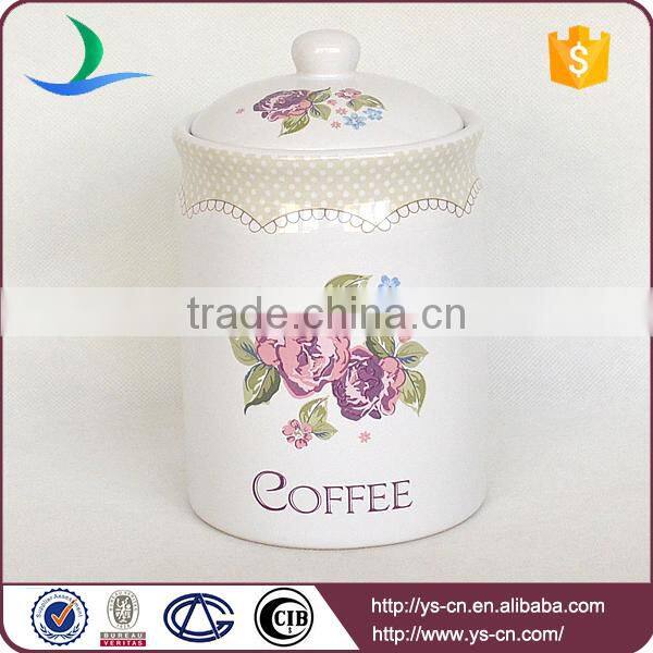2015 flower decal ceramic food canister jars wholesale