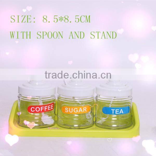 high quality glass spice jar set with rack