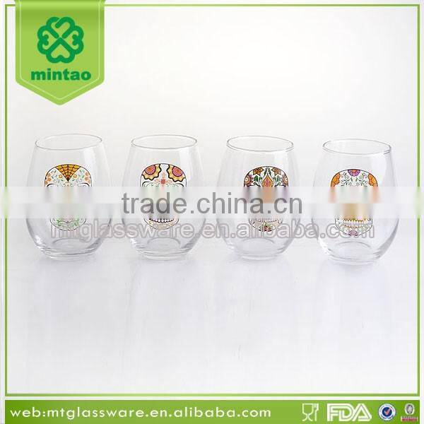 Smile Skull decal drinking water glass cup
