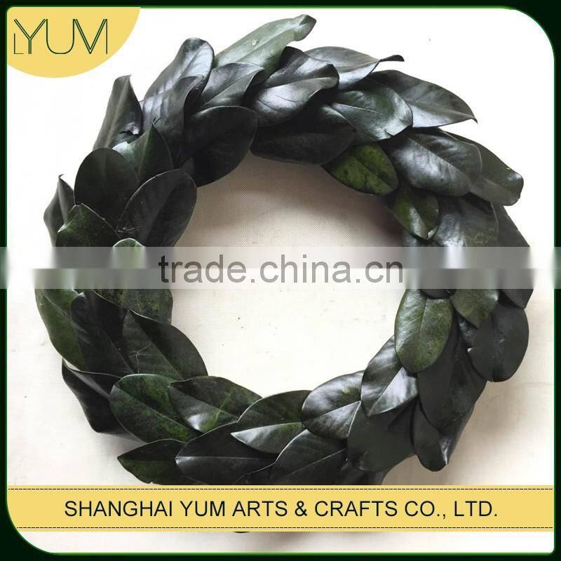 preservative magnolia wreath for festival and party decoration