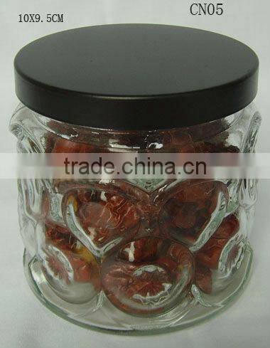 mini clear cylinder glass jar with design