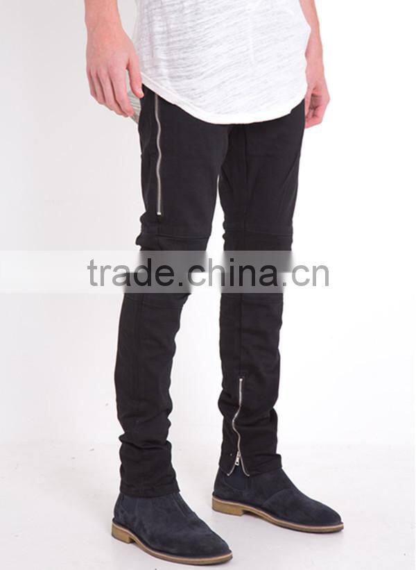 2017 Summer new locomotive jeans elastic skinny pants with side zip