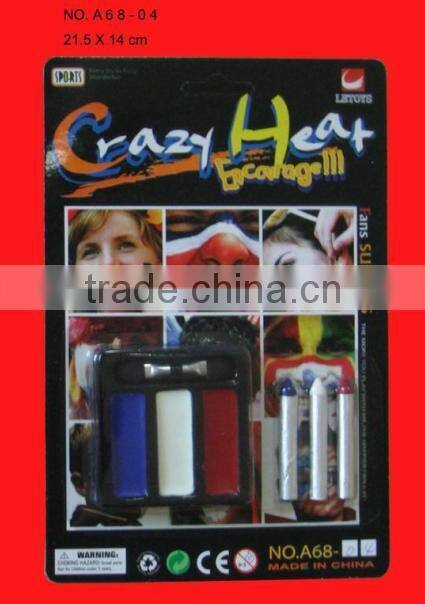 certificate approved fans safe multi-color round face paint with brush, customized football fans safety face paint with brush
