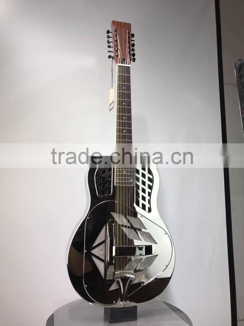 12 string tri-cone copper alloy resonator guitar