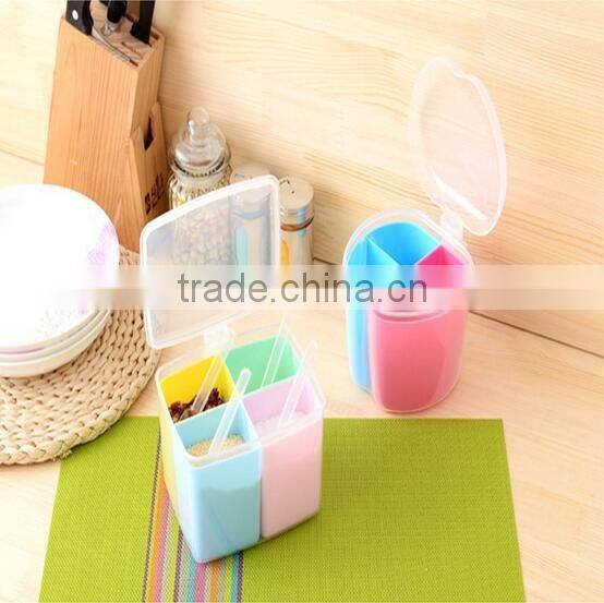 wholesale 4 cases plastic spice bottles wholesale seasoning bottle spice box with spoon
