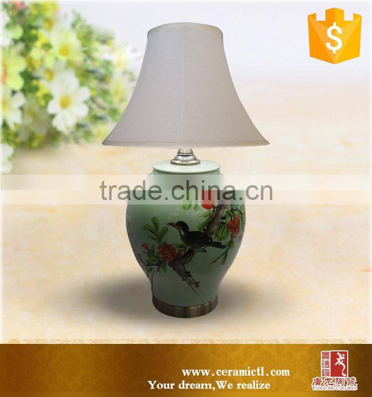 Round blue antique vintage porcelain table lamps