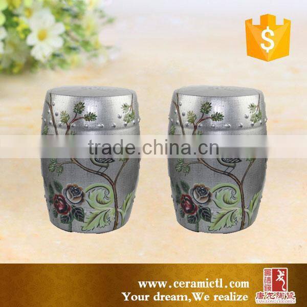 Silver color chinese cermaic barrel stool