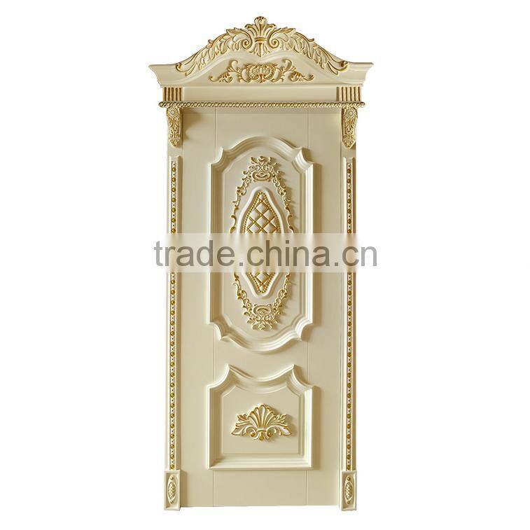 High End European Imperial Style Rome Framed Decorative Solid Wood Carving Double Door Painted in White and Gold BF12-05234c