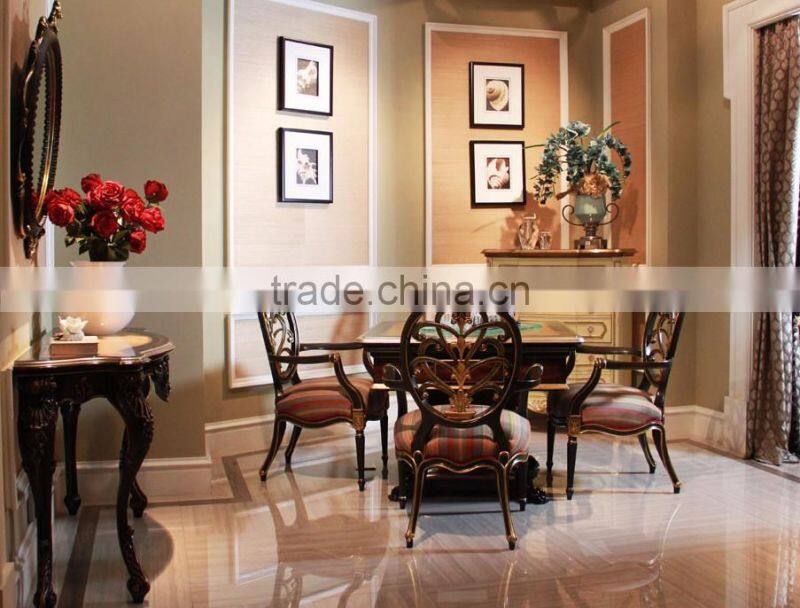 Retro Classic French Handcrafted Multifunctional Convertible Wood Dining and Mahjong Table with Carving Armchair BF12-03284a