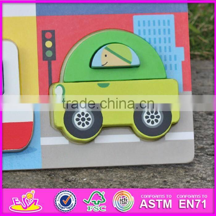 2017 New product kids 3d transports toy wooden jigsaw puzzle W14D026