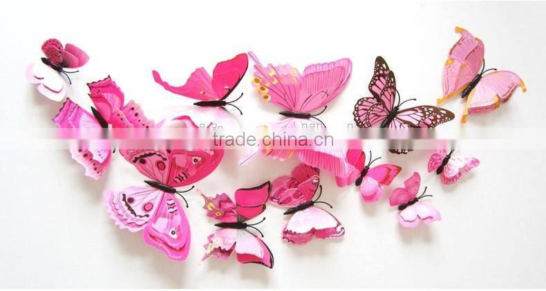 Bilayer 3D Butterfly Wall Sticker Double-deck Butterflies Decor Wall Sticker Decorative Twin-layer