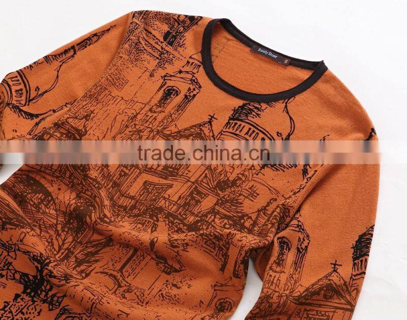 new arrival wool printing design custom pullover sweater