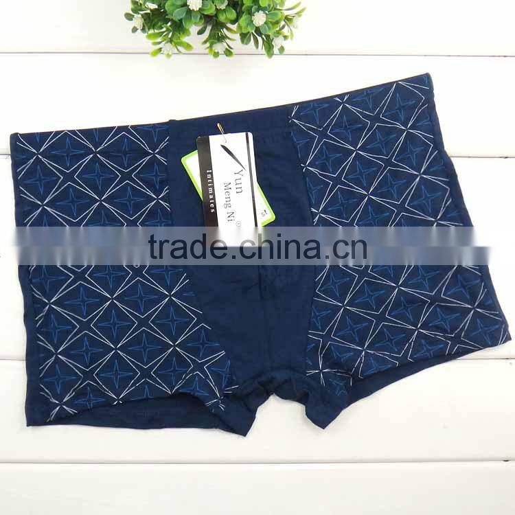 High quality printed grid sexy men's boxer briefs men's Bamboo Fiber underwear men boyshort