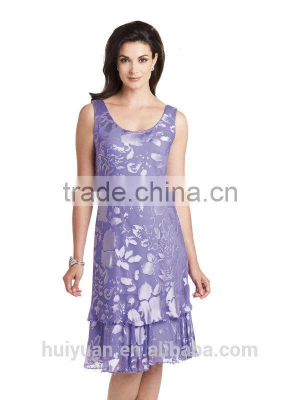 3 colors long sleeve knee length mother party dress