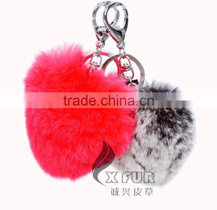 CX-R-46 Lovely Fashion Genuine Rex Rabbit Fur Keychain