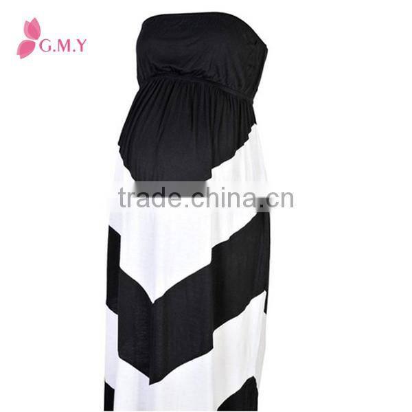 Women's maternity chevron tube maxi dress, Off-shoulder maternity evening dress wholesale