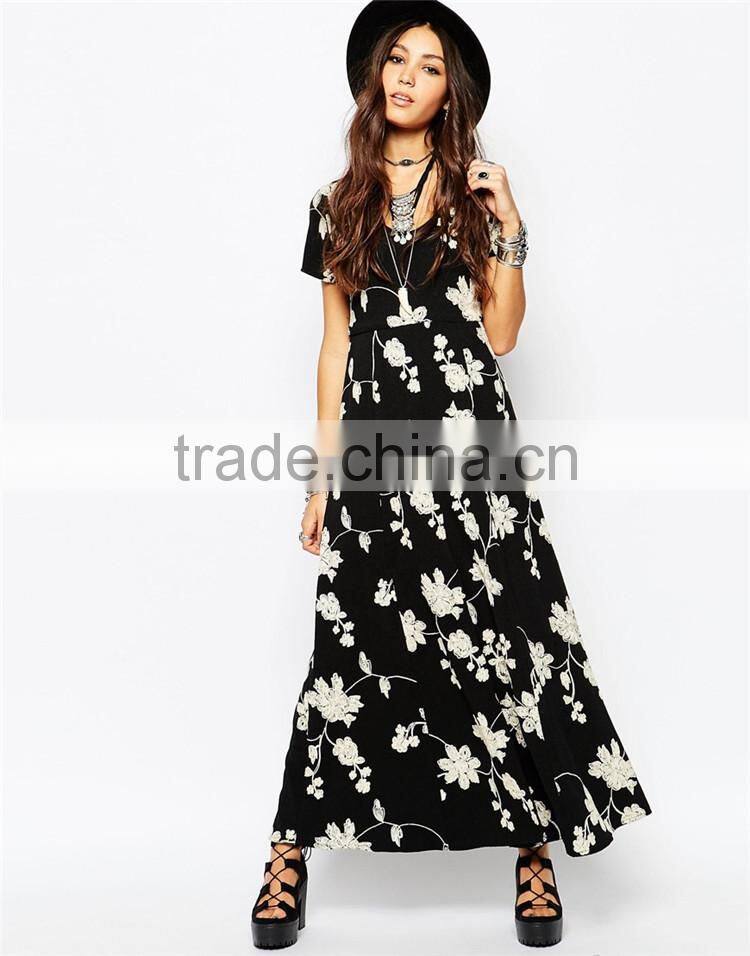 New products for 2015 middle aged women fashion long summer dress