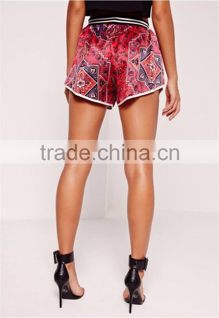 Custom Design Floral Print Hot Shorts Sports Waistband Printed Runner Shorts Multi
