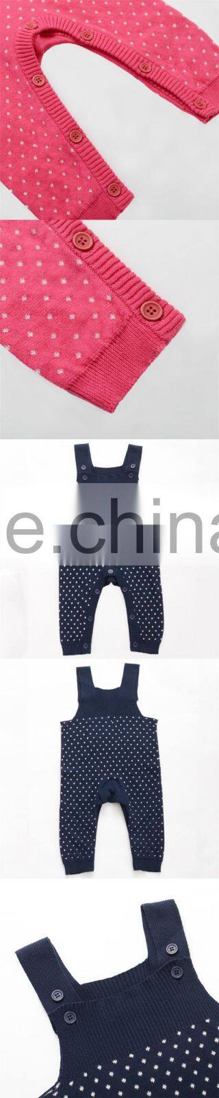 Hot sales 100% organic cotton sleeveless rompers knitted blue baby jumpsuit