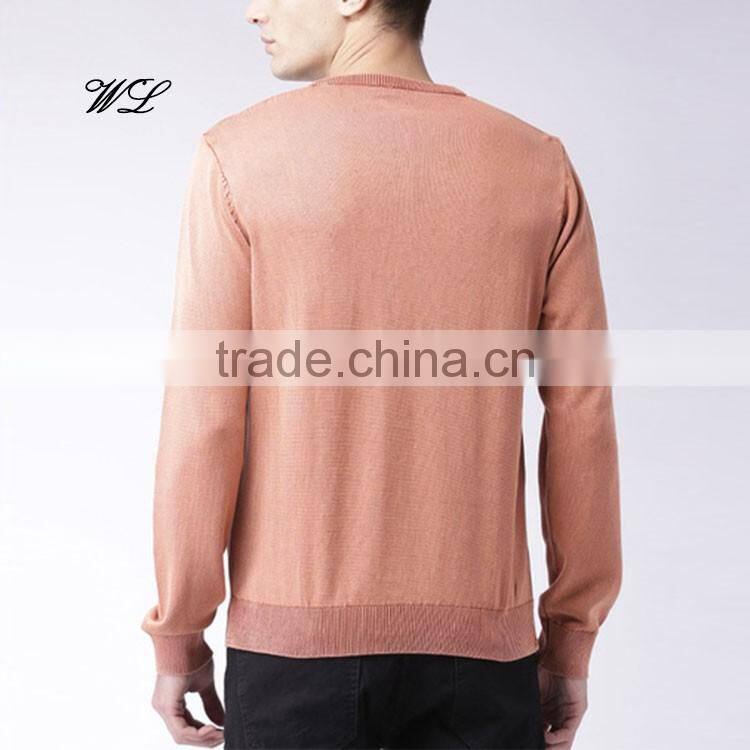 Custom Knitted Man Fitted Sweater Plain Bright Colored Sweaters Knit Fabric