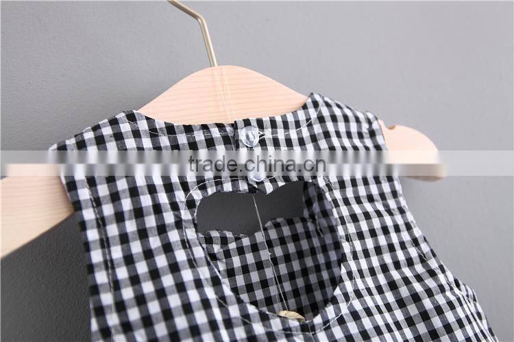 Baby girl clothes summer outfit plaid sleeveless top dark green shorts plus size children wear oem service