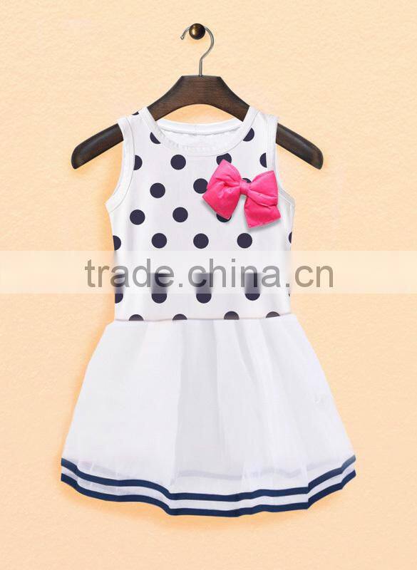 Latest designs children's girls summer Dot Bowknot Pattern princess tulle dress party Birthday Gift SV004111