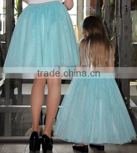 wholesale mother daughter matching dress light blue tulle skirt for mommy and me